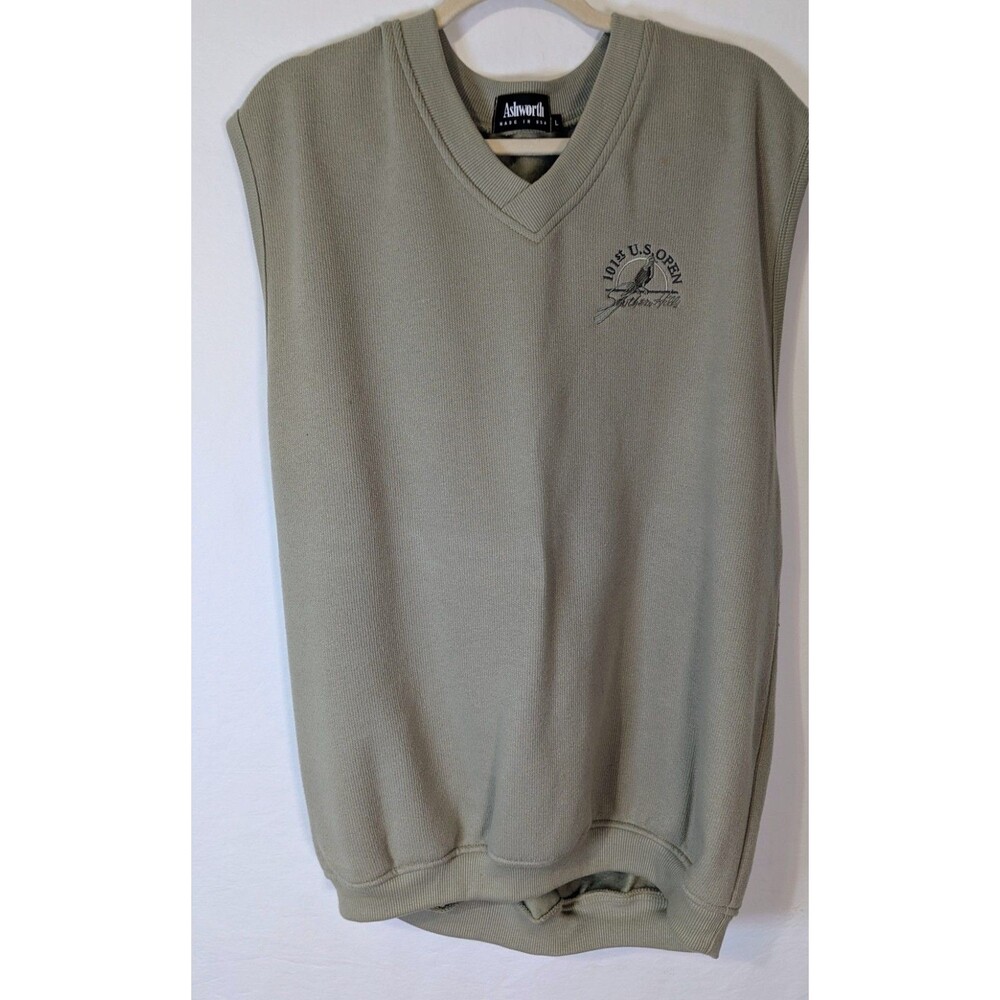 VTG 2001 US Open Southern Hills Ashworth Men L Fleece Golf Vest Sweatshirt USA